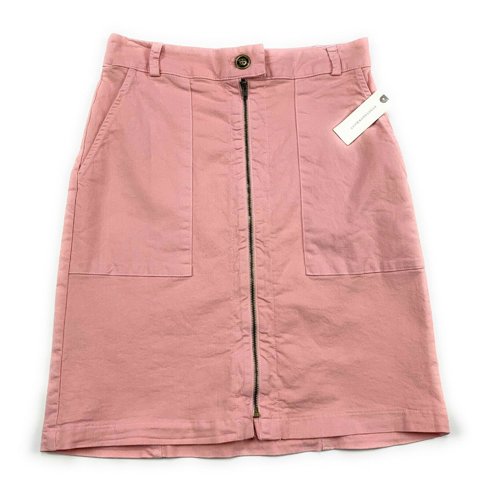 Anthropologie Amadi Zip Front Pencil Skirt XS Pink
